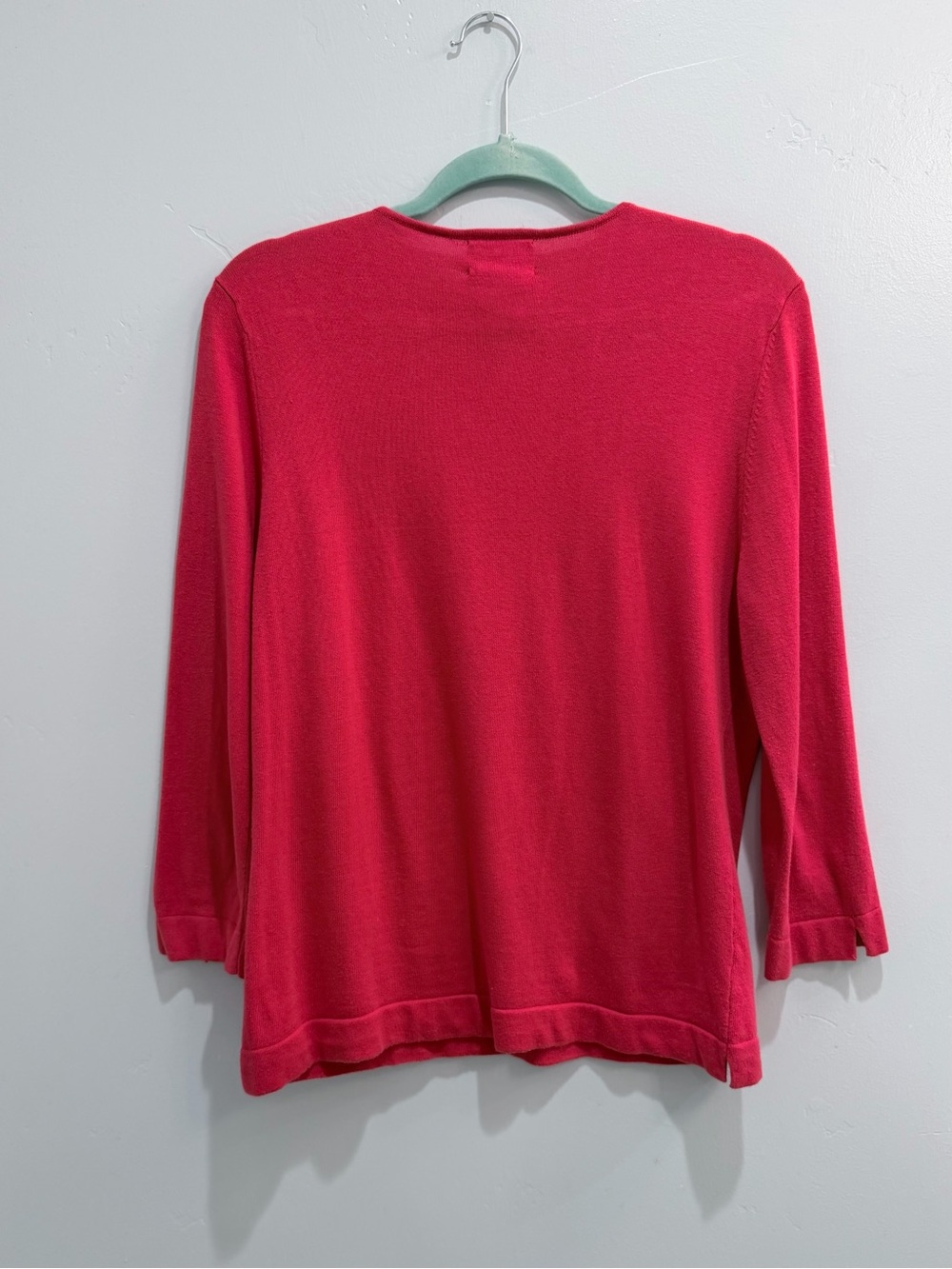 Vintage 90s Designers Originals Red V-Neck Embroidered Monogram J Knit Sweater M - Picture 6 of 9